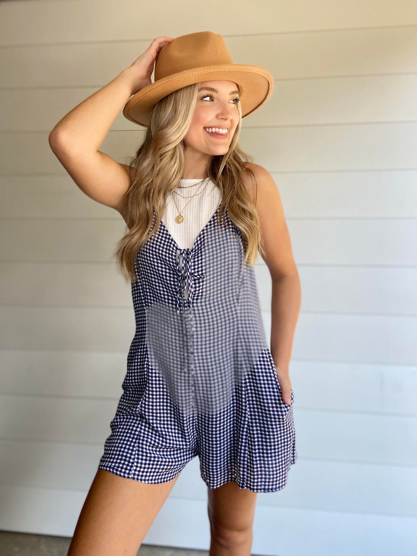 Lace up Gingham Romper – Mabel & Lou Boutique